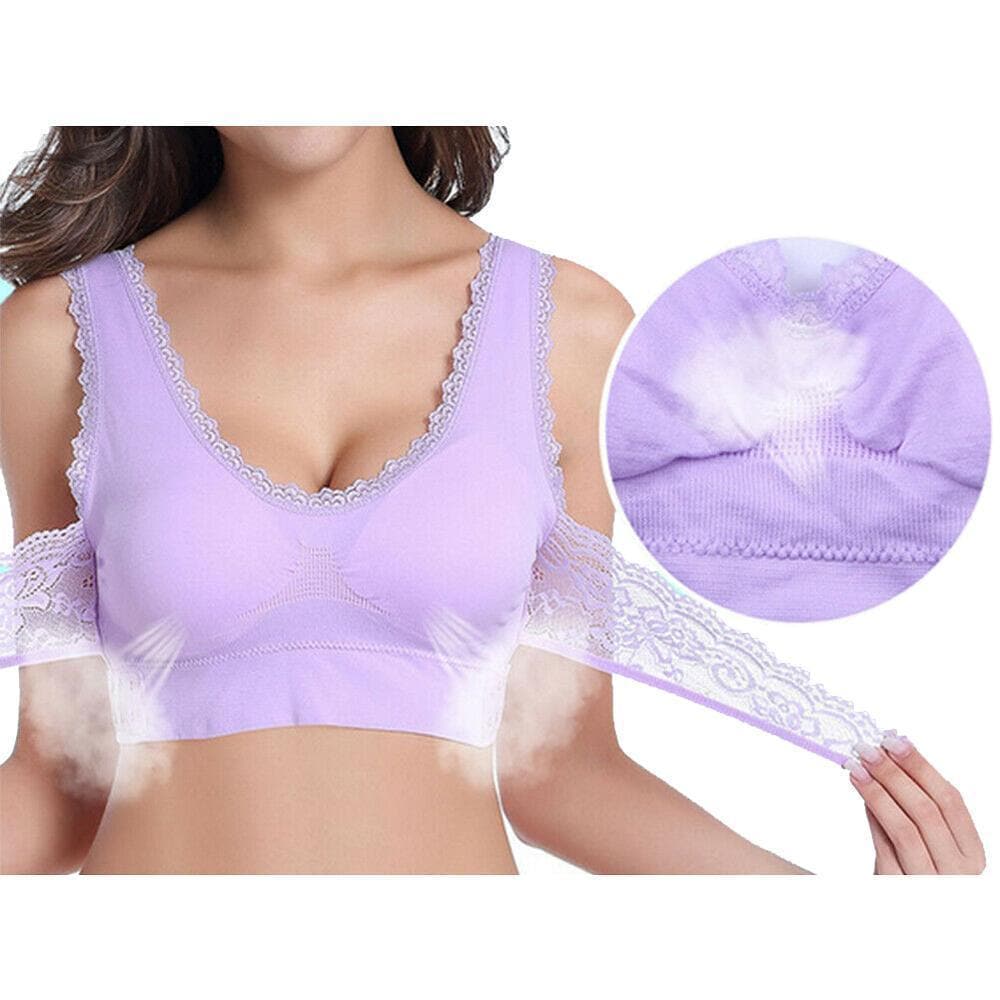 Wireless Front Cross Buckle Lace Lift Bra Zimomo