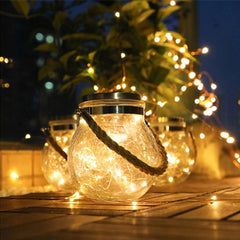 Solar Starry Fairy Glass Mason Jar Lantern feajoy