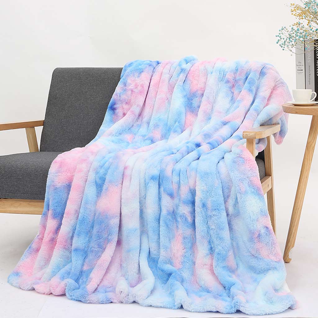 Rainbow Tie-dye Throw Blanket Feajoy