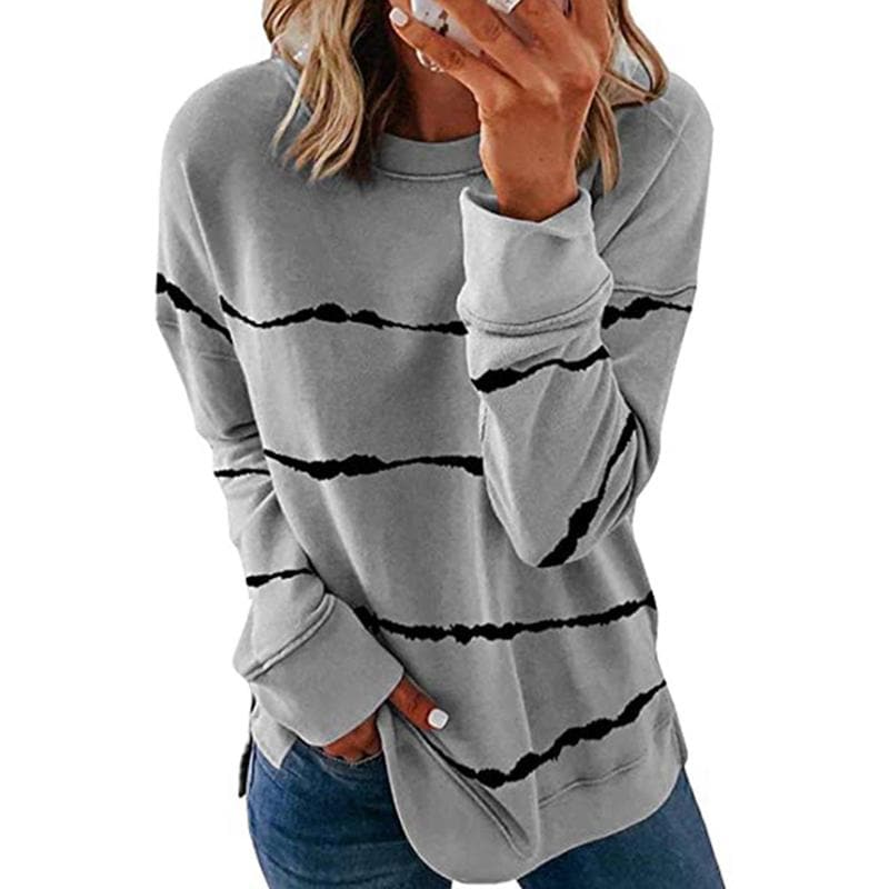 Women Casual Stripe Pullover giftpockets