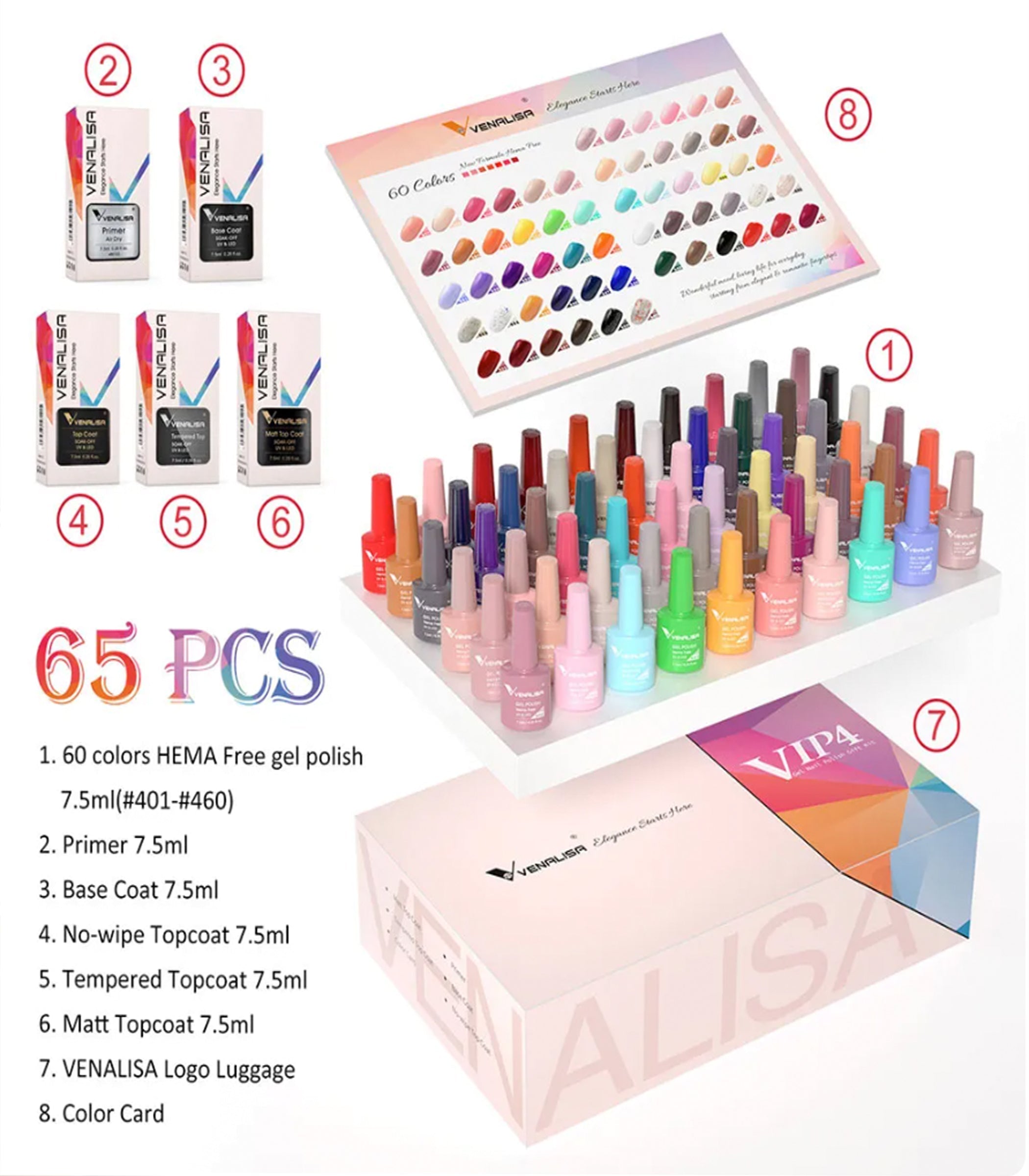 New 60 Fashion Color Gel Polish Kit Vip4 Hema Free Enamel Vernish For Nail Art dylinoshop