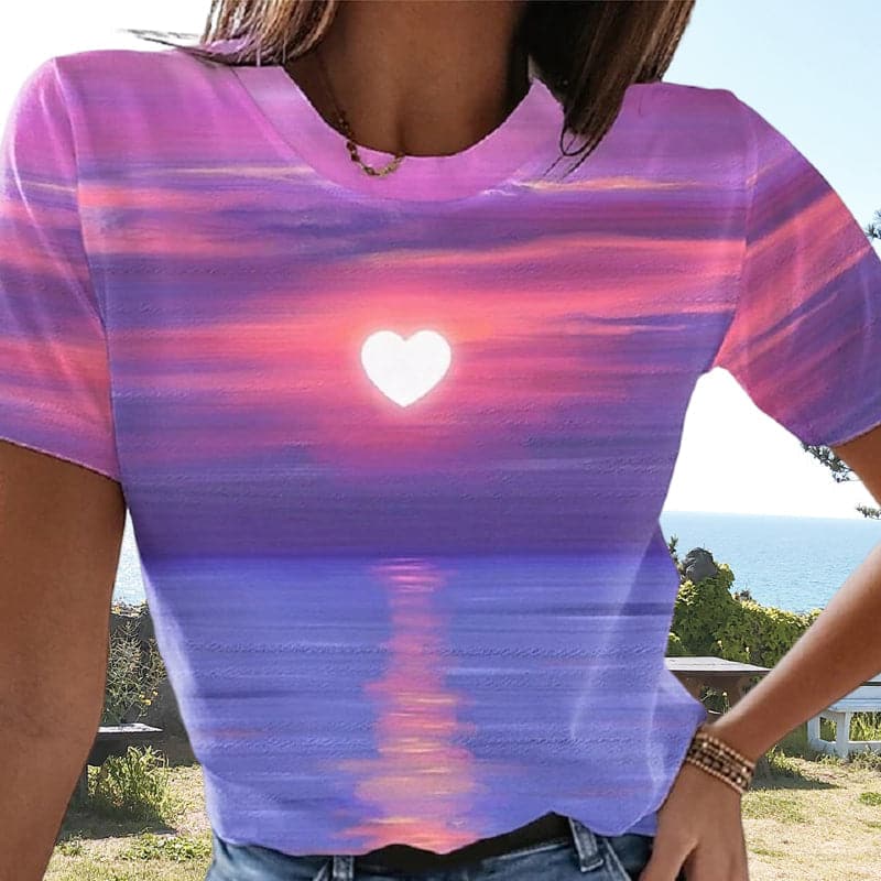 Women's Heart 3D Printed T-shirt luckyidays