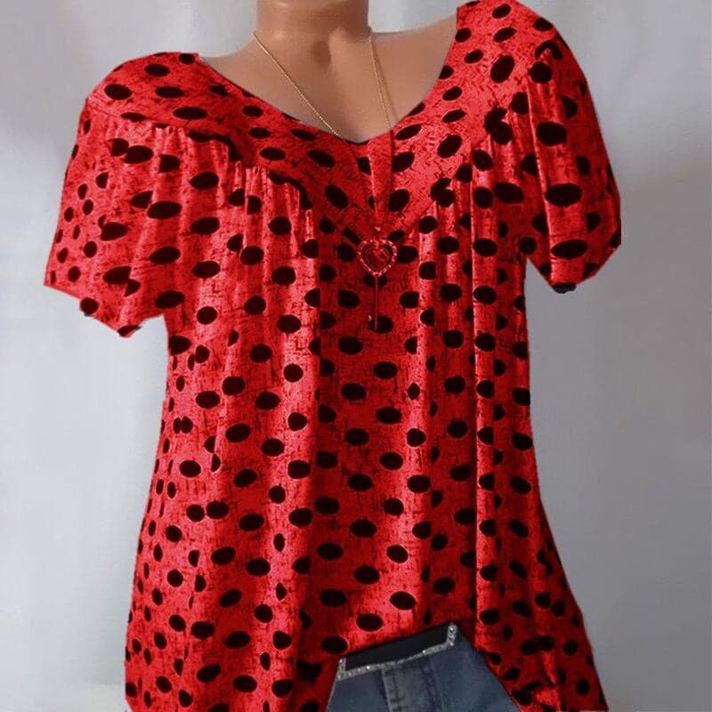 Ladies Polka Dot Print Casual T-Shirt luckyidays