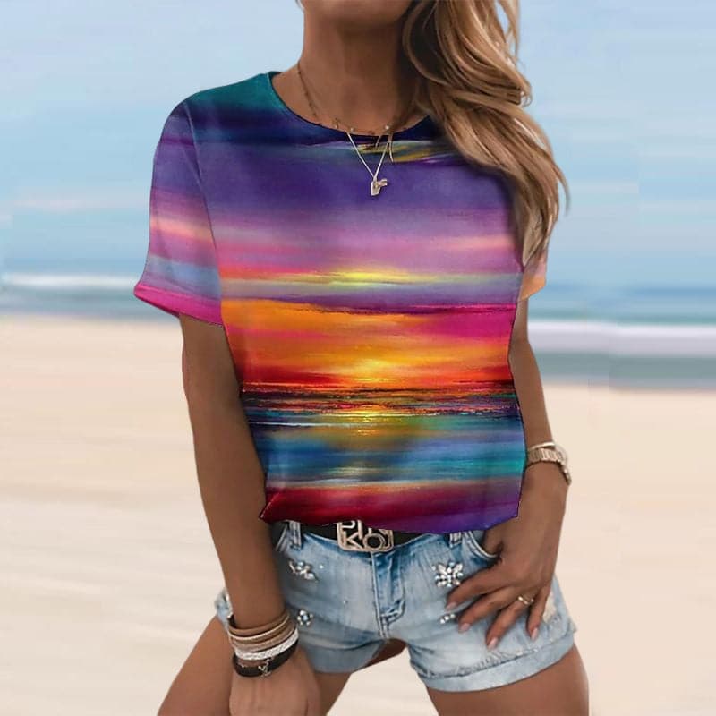 Women's Casual 3D Printed Painting T-shirt luckyidays