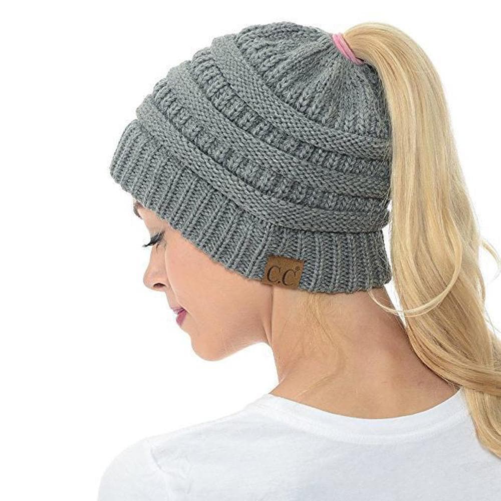 Soft Knit Ponytail Beanie Hat Zimomo