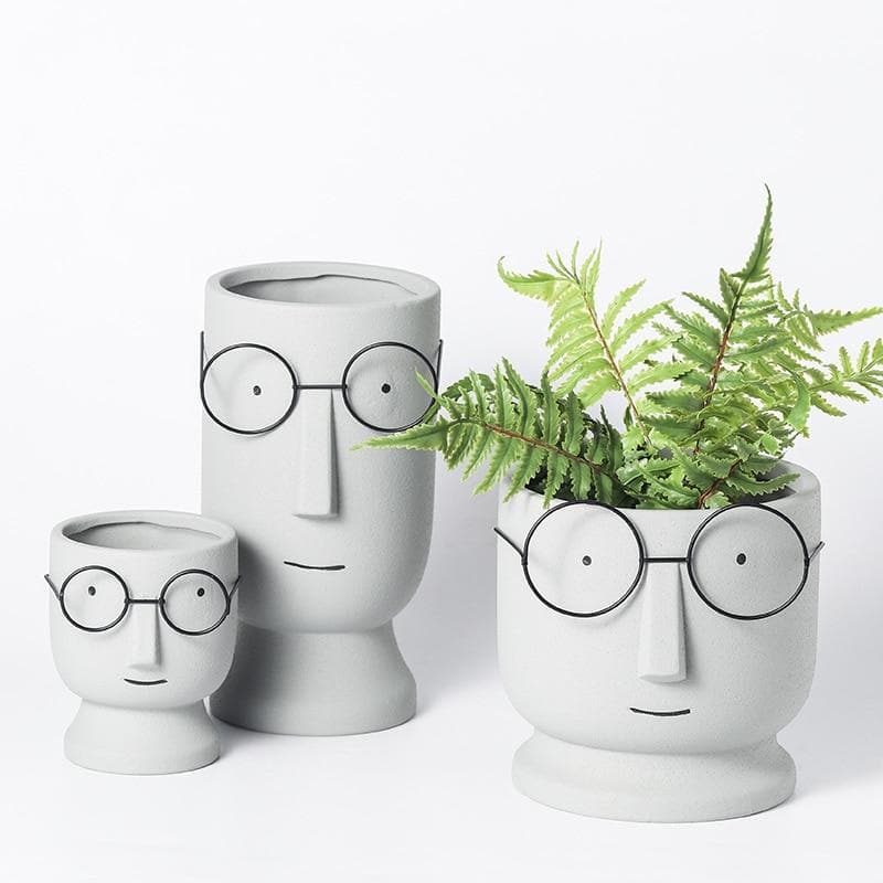 Glasses Boy Plant Pot feajoy