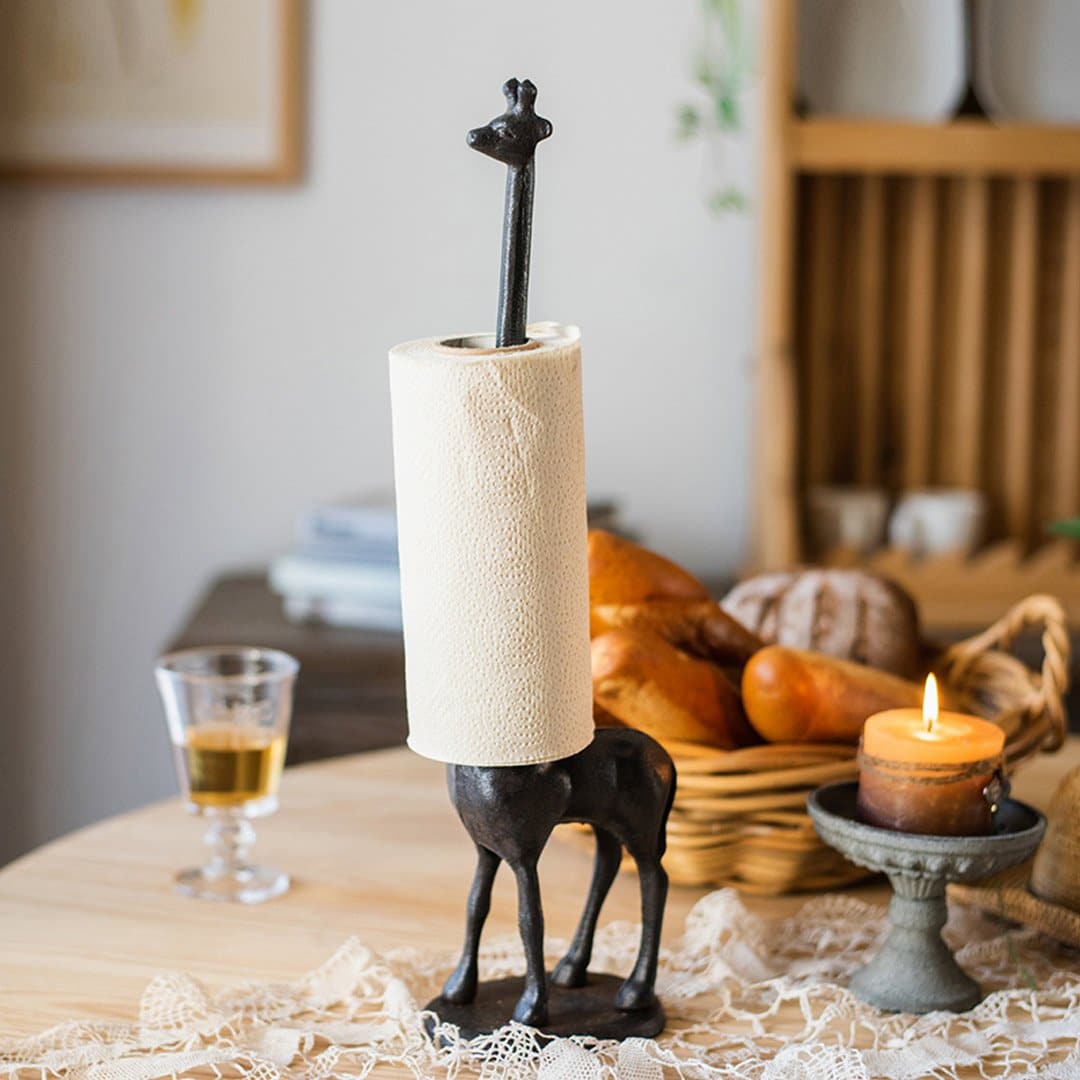 Giraffe Cast Iron Paper Towel Holder Feajoy