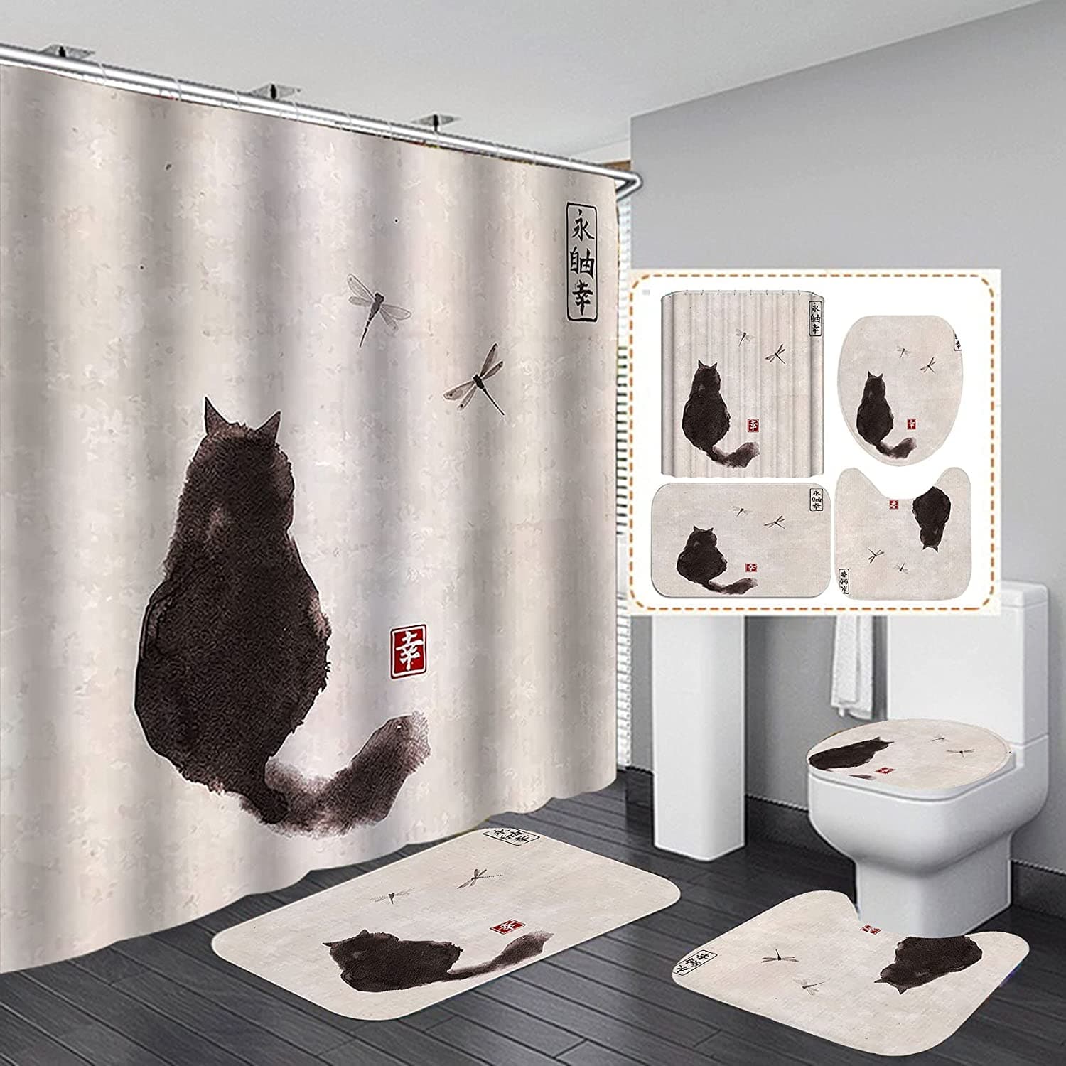 Funny 3D Dinosaur Shower Curtain Set Feajoy