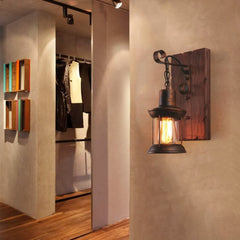 Industrial Retro Wooden Wall Sconces Feajoy