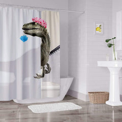 Funny 3D Dinosaur Shower Curtain Set Feajoy