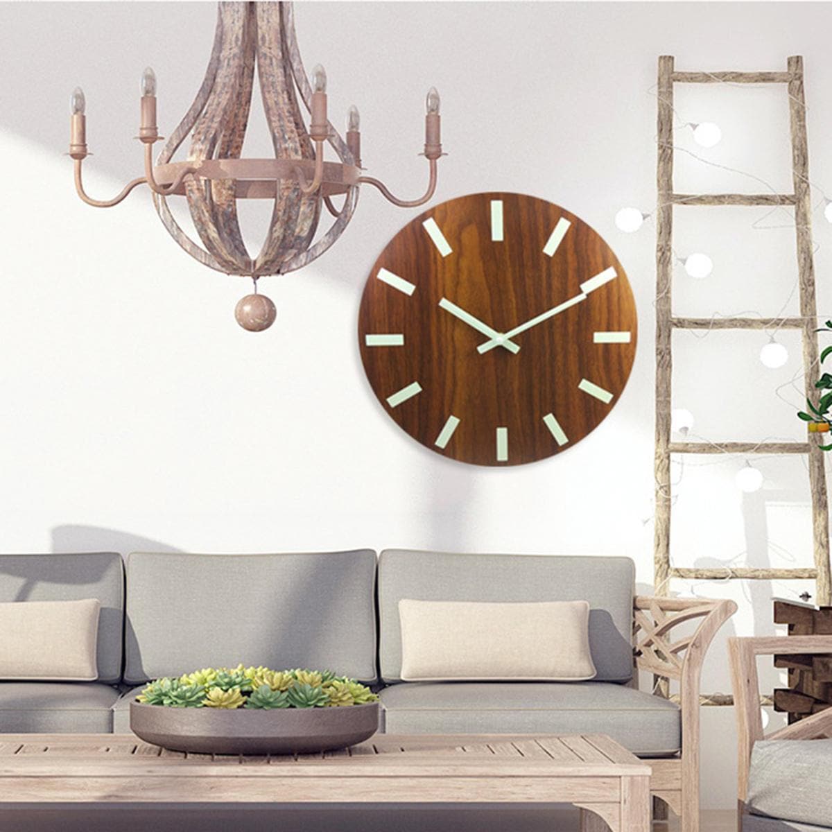 Wooden Wall Clock Glow in the Dark dylinoshop