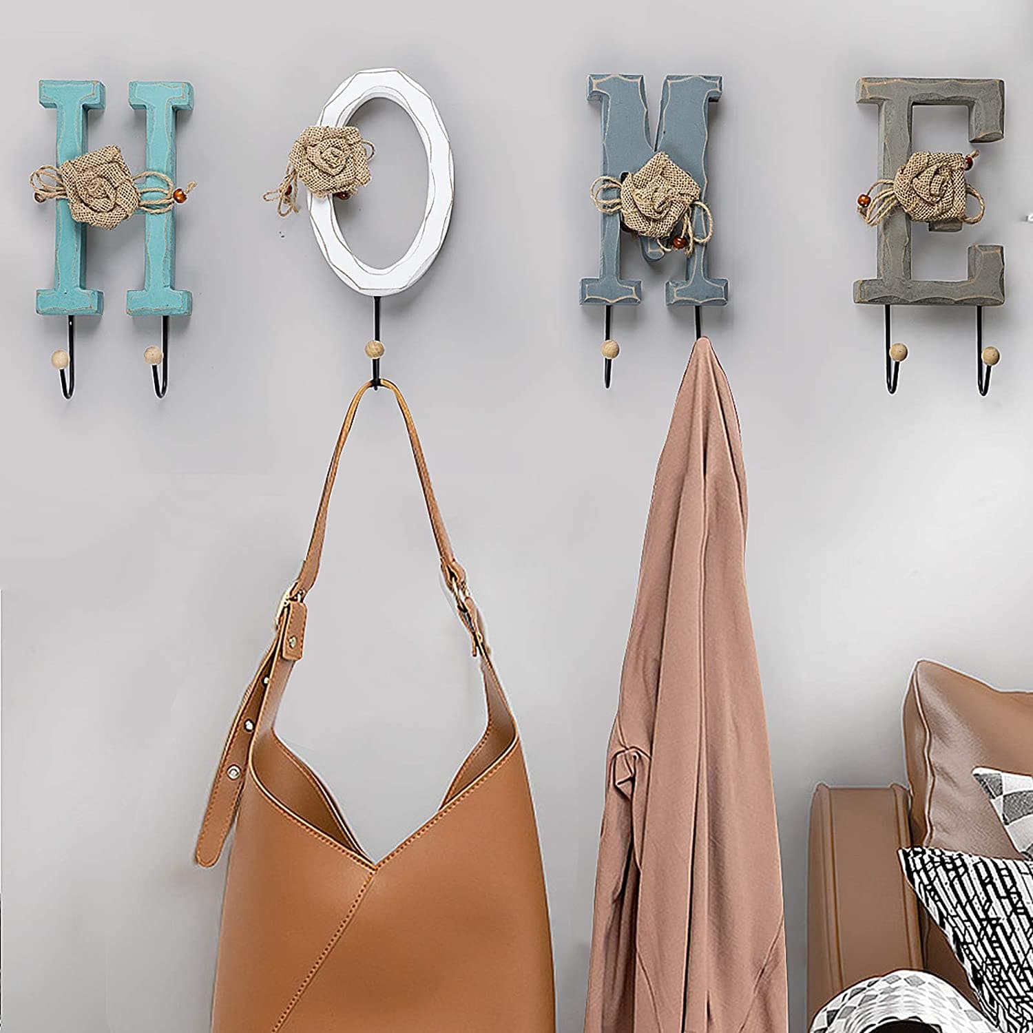 Wooden Love Home Letters Wall Hooks Feajoy