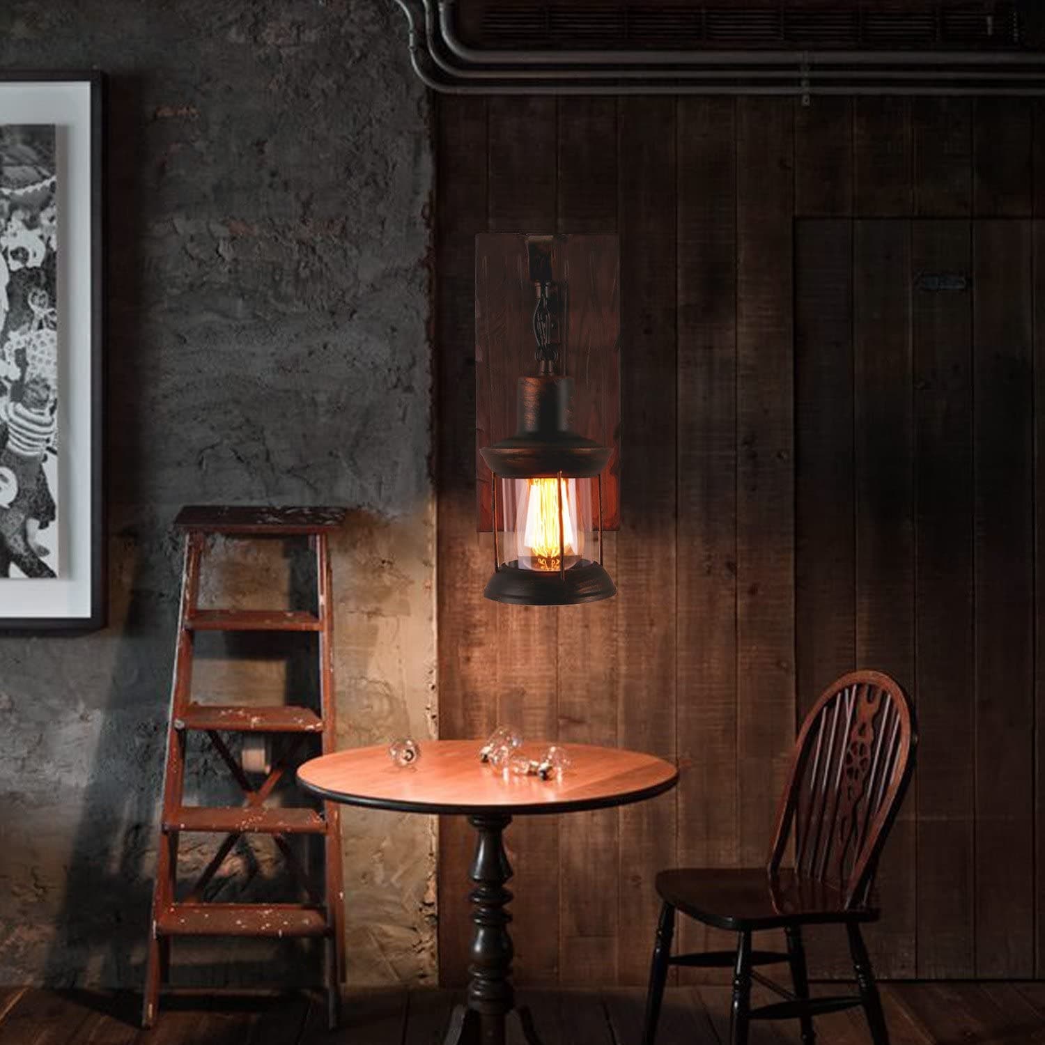 Industrial Retro Wooden Wall Sconces Feajoy