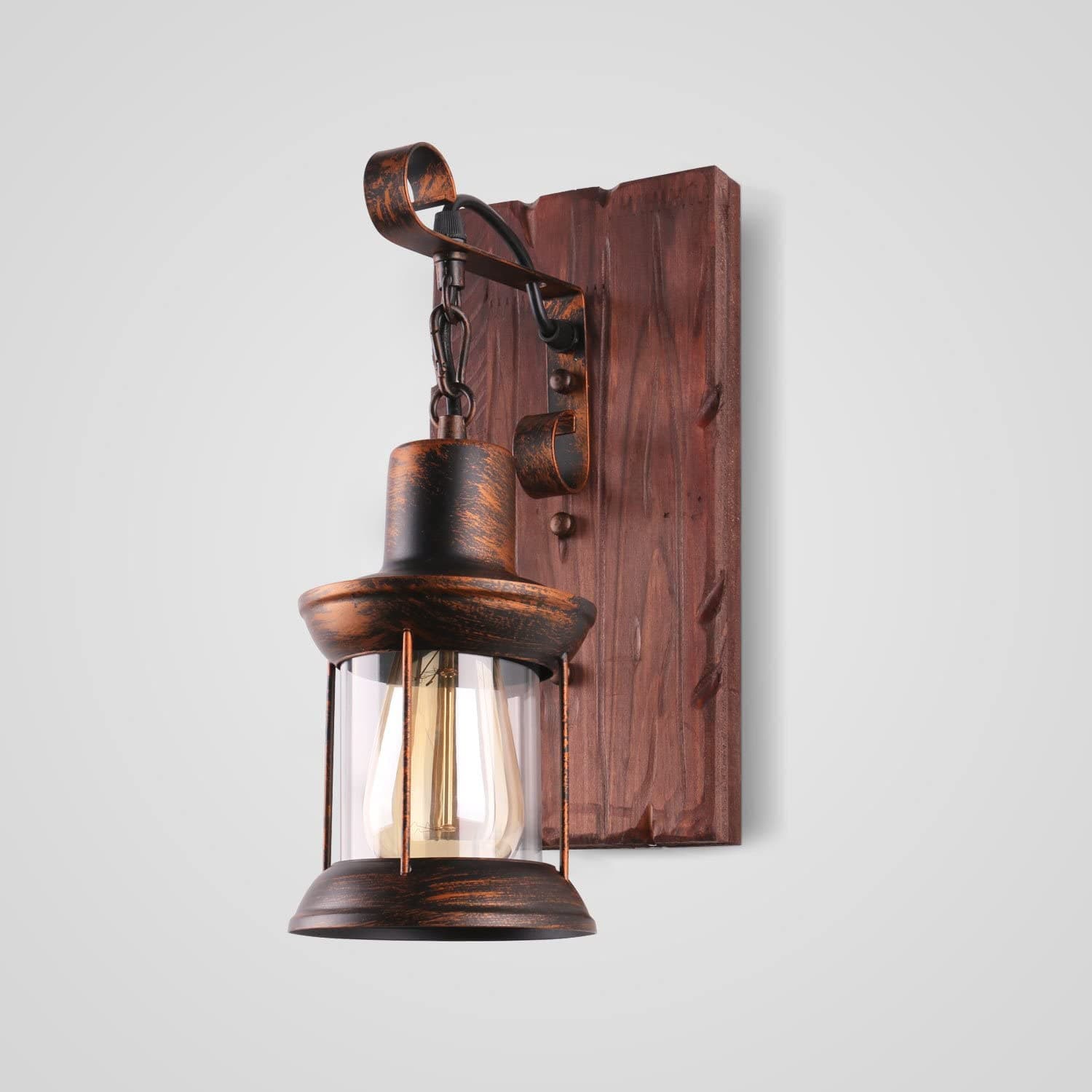 Industrial Retro Wooden Wall Sconces Feajoy