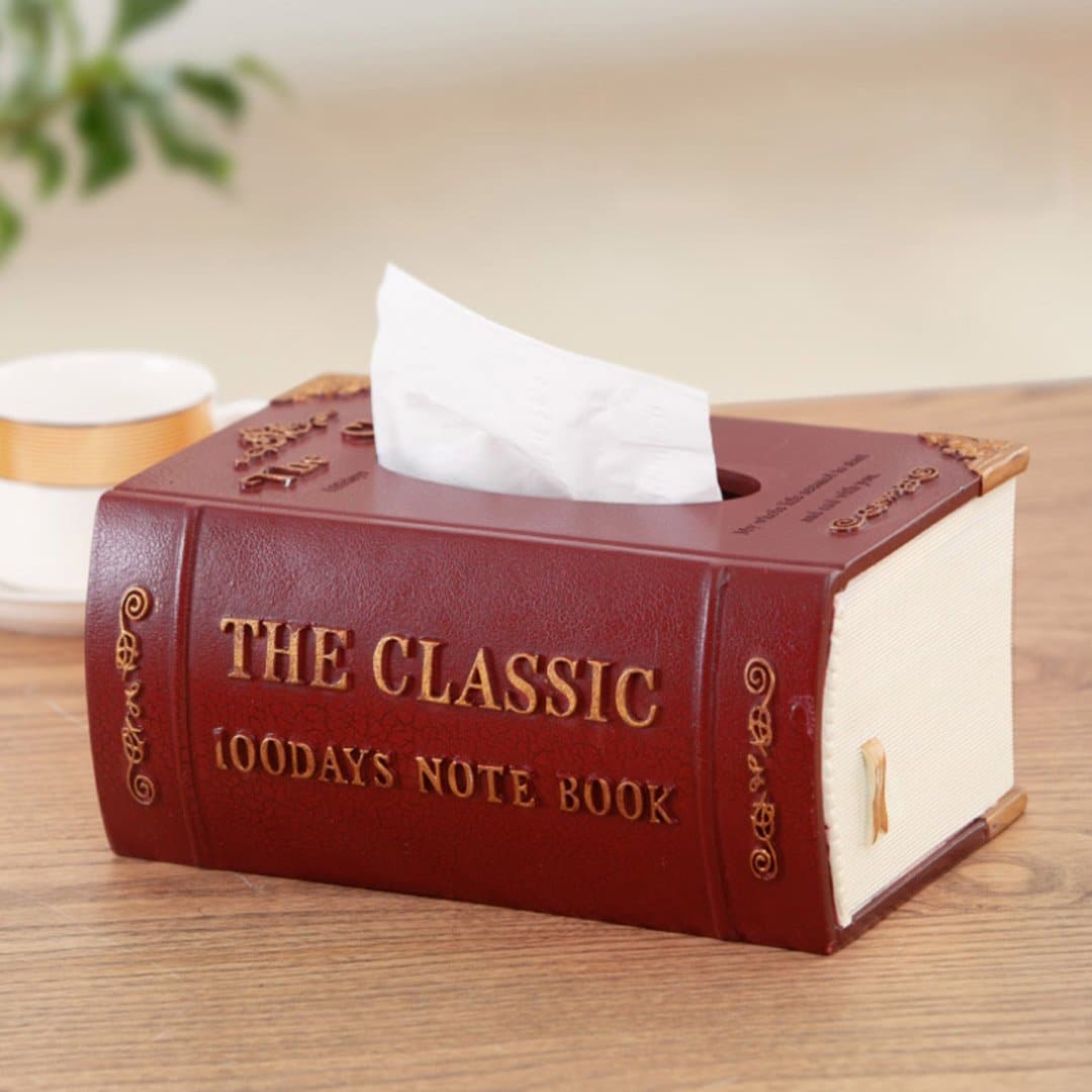 Wooden Book Tissue Box feajoy