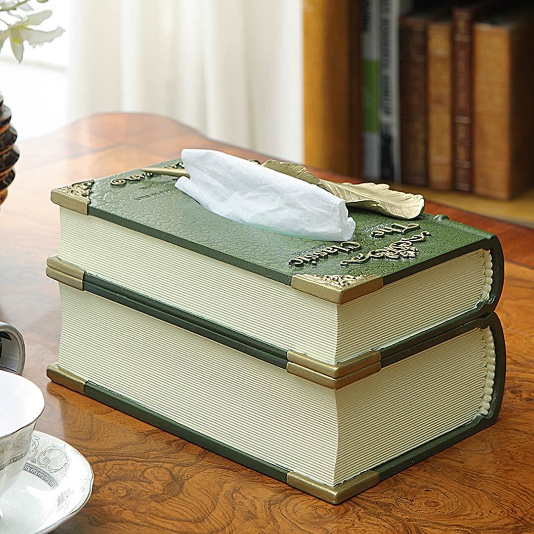 Wooden Book Tissue Box feajoy