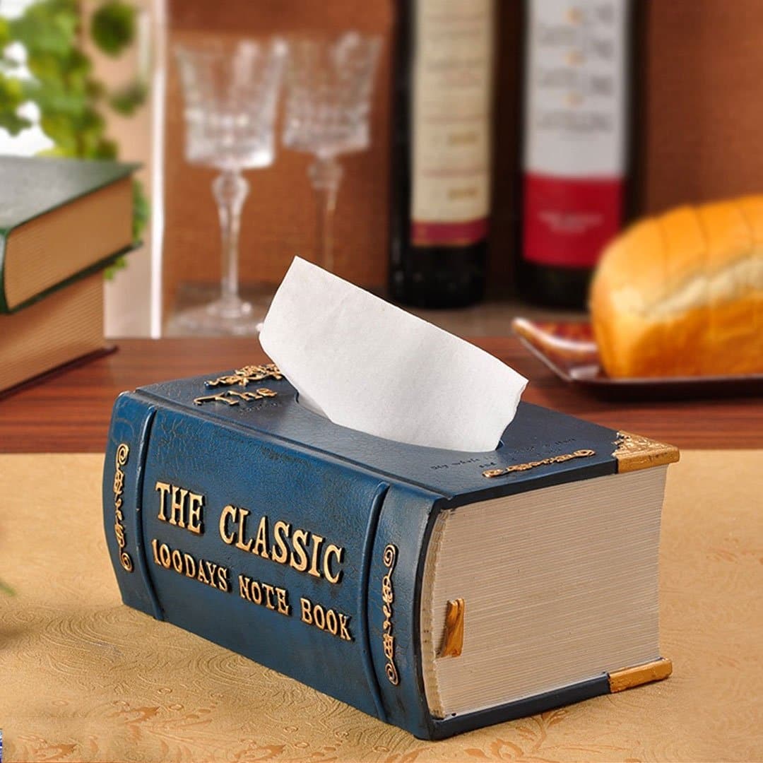 Wooden Book Tissue Box feajoy