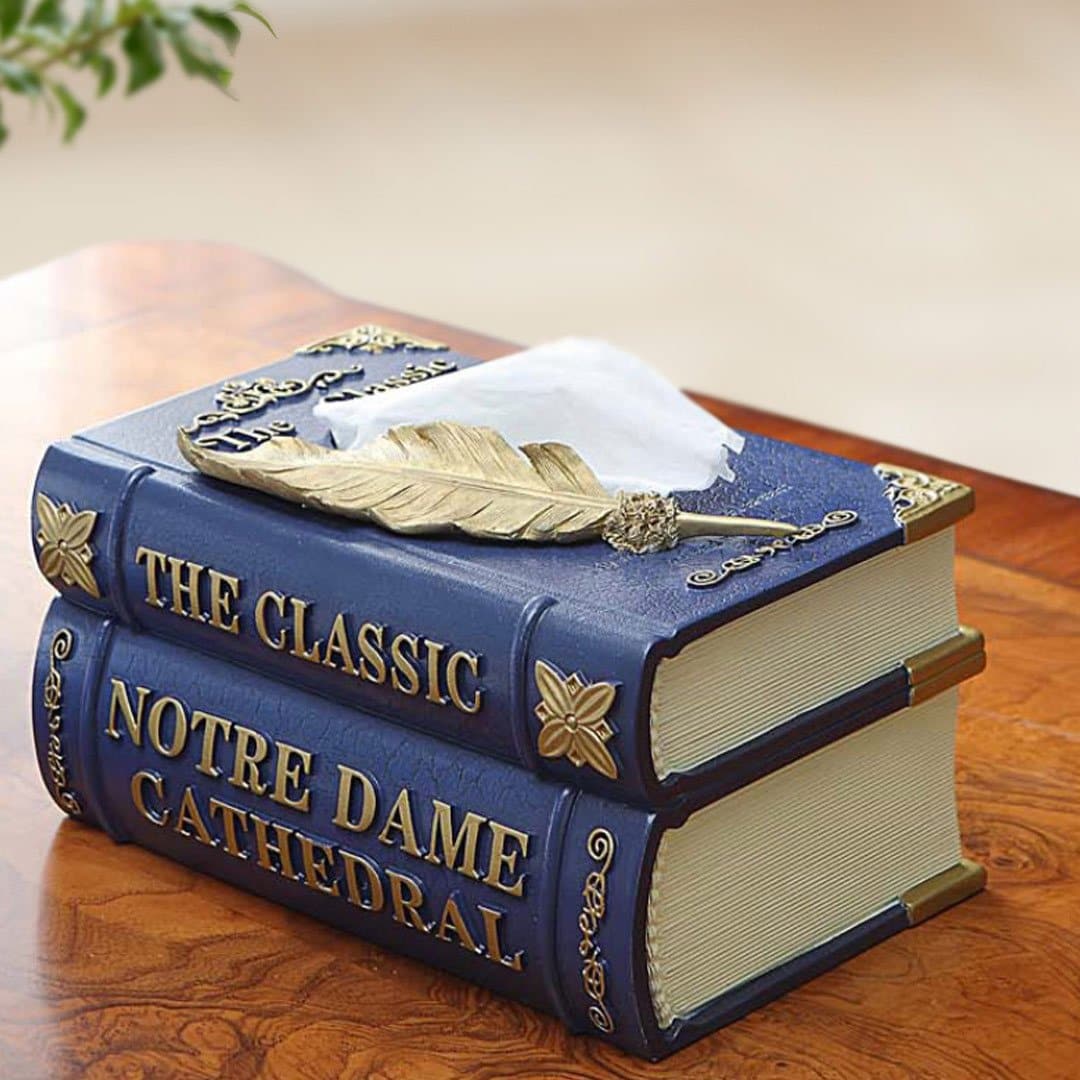 Wooden Book Tissue Box feajoy