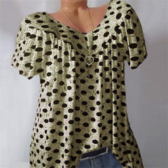 Ladies Polka Dot Print Casual T-Shirt luckyidays