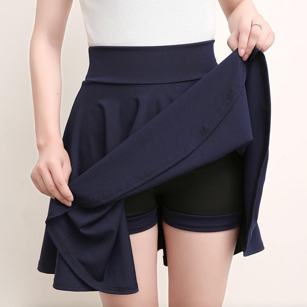 A-line Elastic Waist Pleated Shorts Skirts dylinoshop