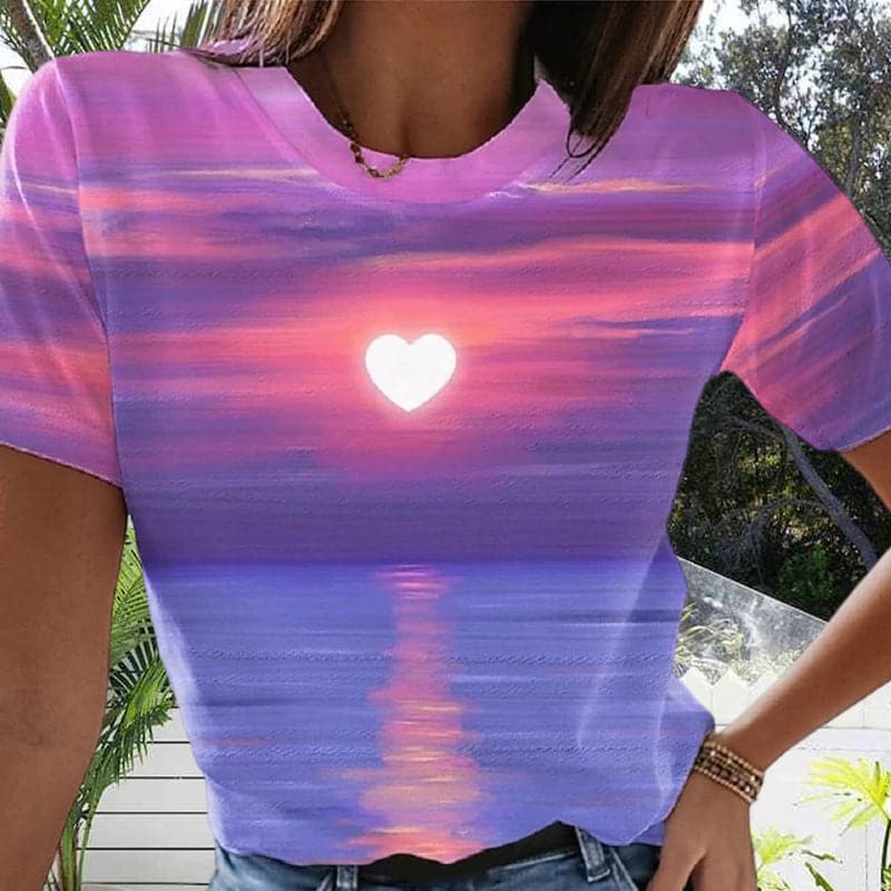 Women's Heart 3D Printed T-shirt luckyidays