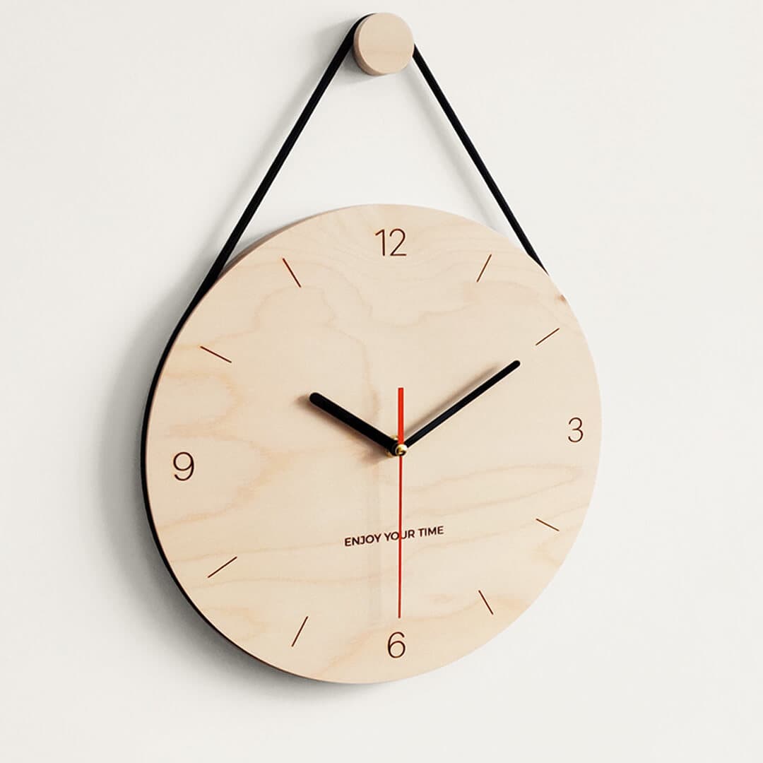 Wooden Hanging Rope Wall Clock Feajoy