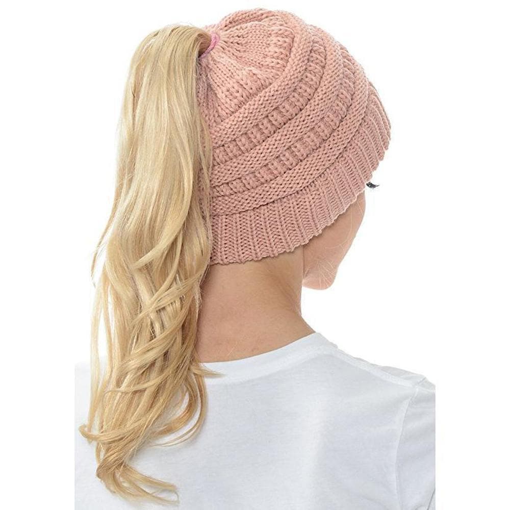 Soft Knit Ponytail Beanie Hat Zimomo