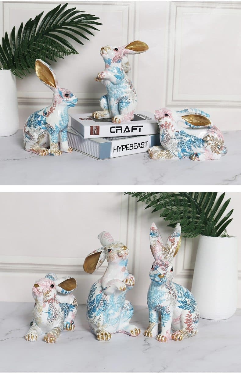 Floral Art Rabbit Decoration Feajoy