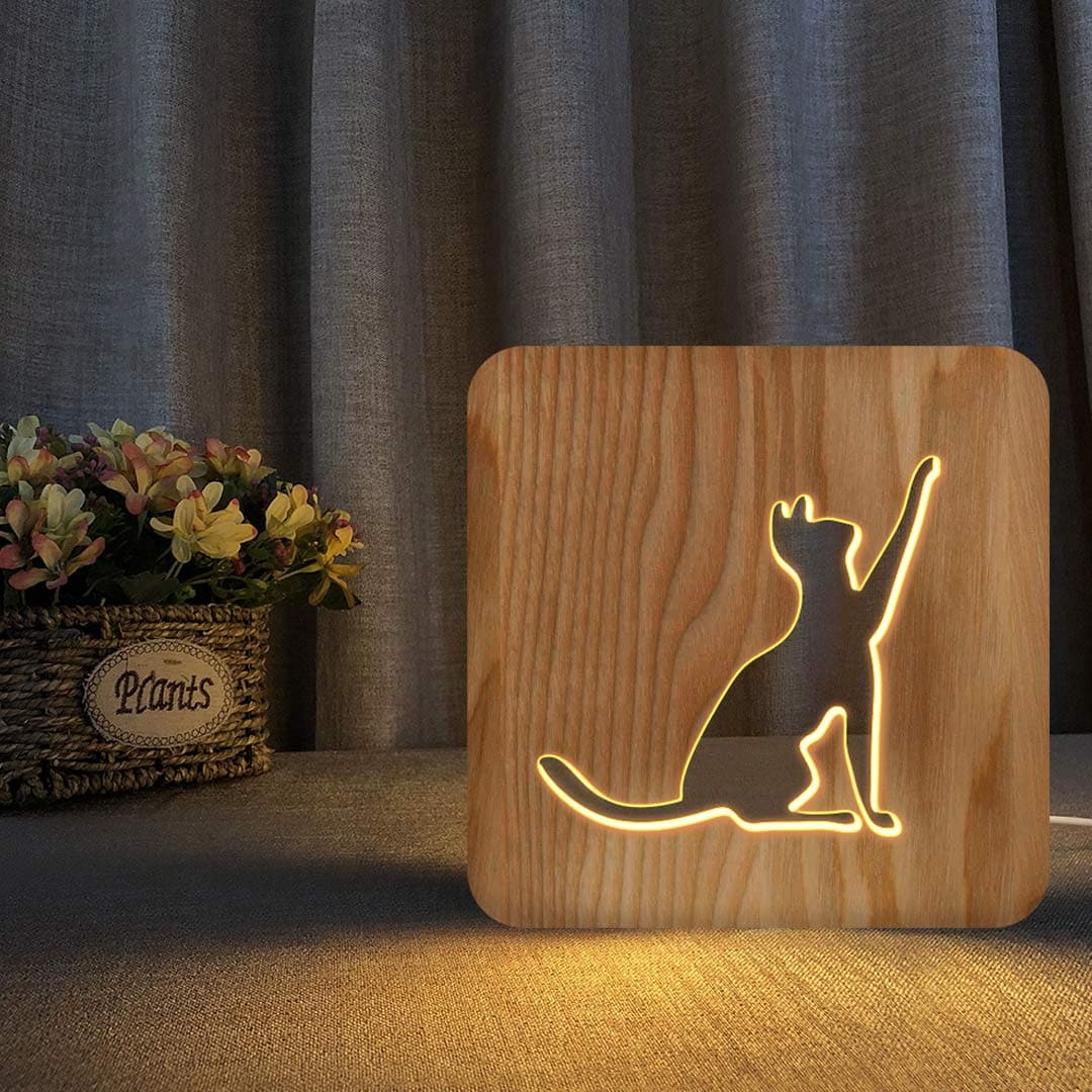 Wooden Night Light USB Powered Feajoy