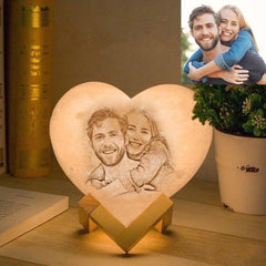 3d Photo Personalized Heart Shape Moon Lamp dylinoshop