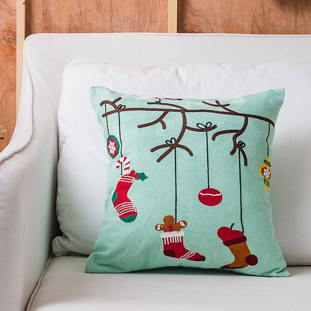 Christmas  Embroidered Cushion Covers dylinoshop