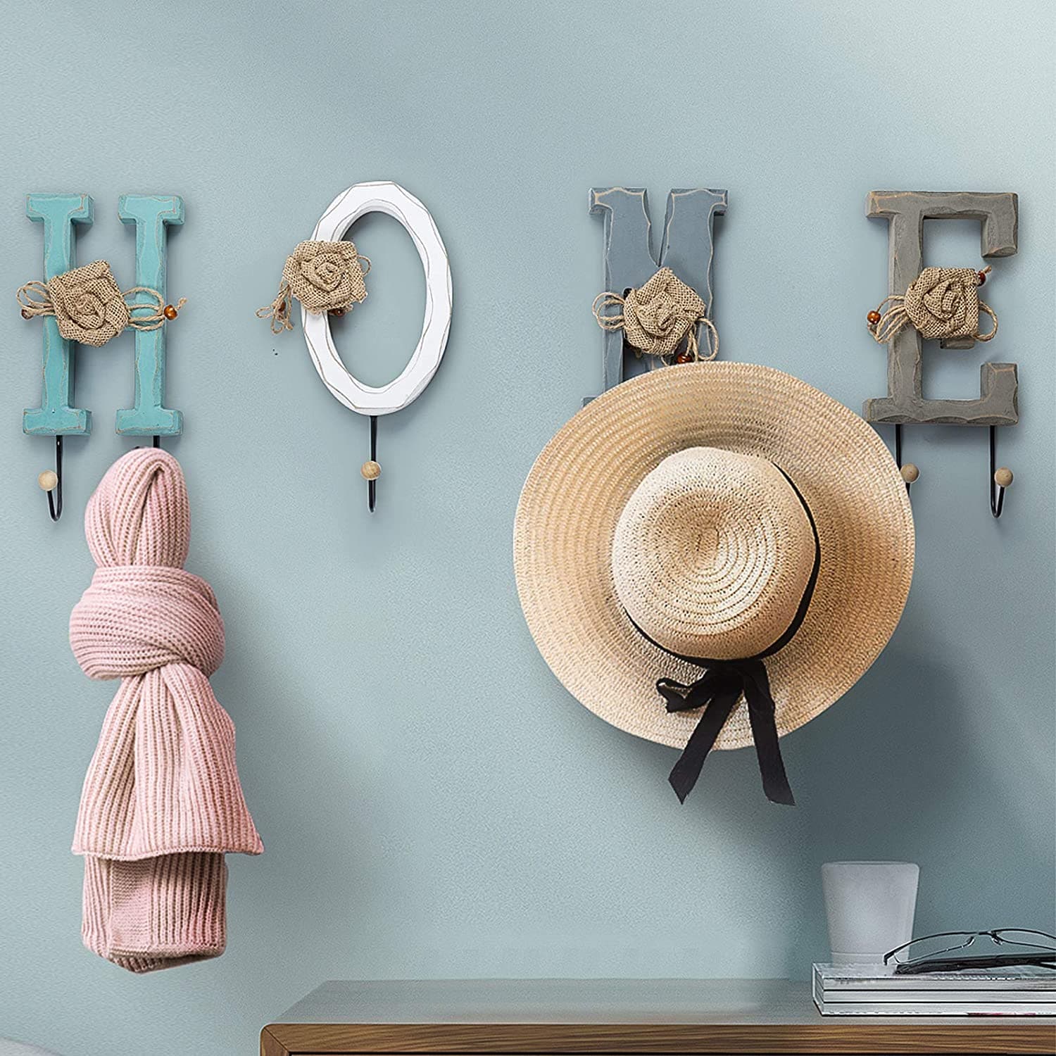 Wooden Love Home Letters Wall Hooks Feajoy