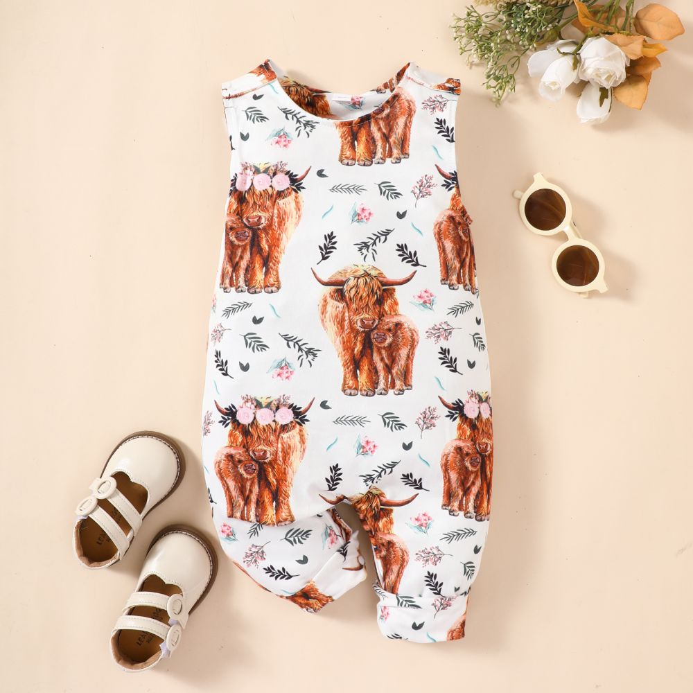 Baby Animal Print Round Neck Sleeveless Jumpsuit dylinoshop