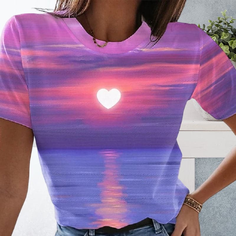 Women's Heart 3D Printed T-shirt luckyidays