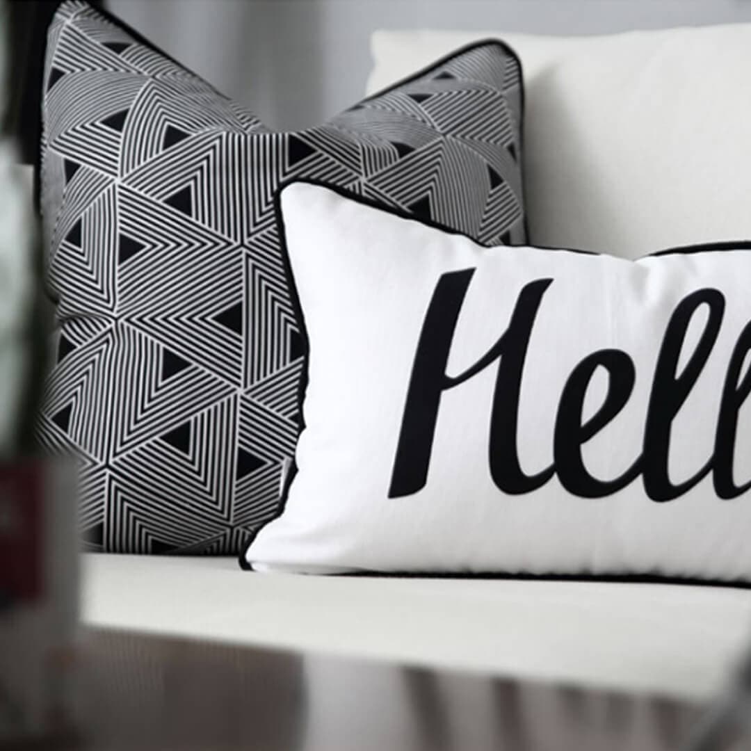 Hello Print Minimalist Pillow Cover Feajoy