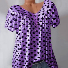 Ladies Polka Dot Print Casual T-Shirt luckyidays