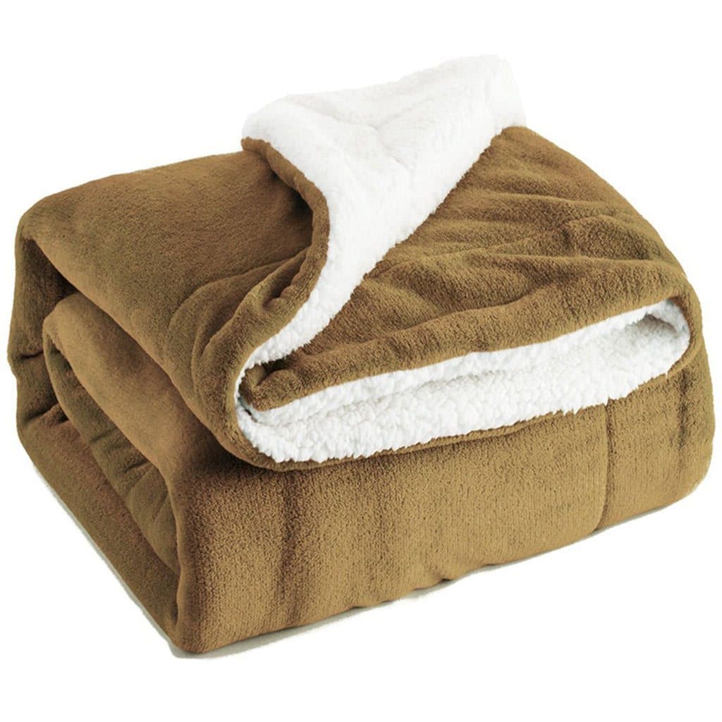 Solid Color Sherpa Fleece Blanket Feajoy