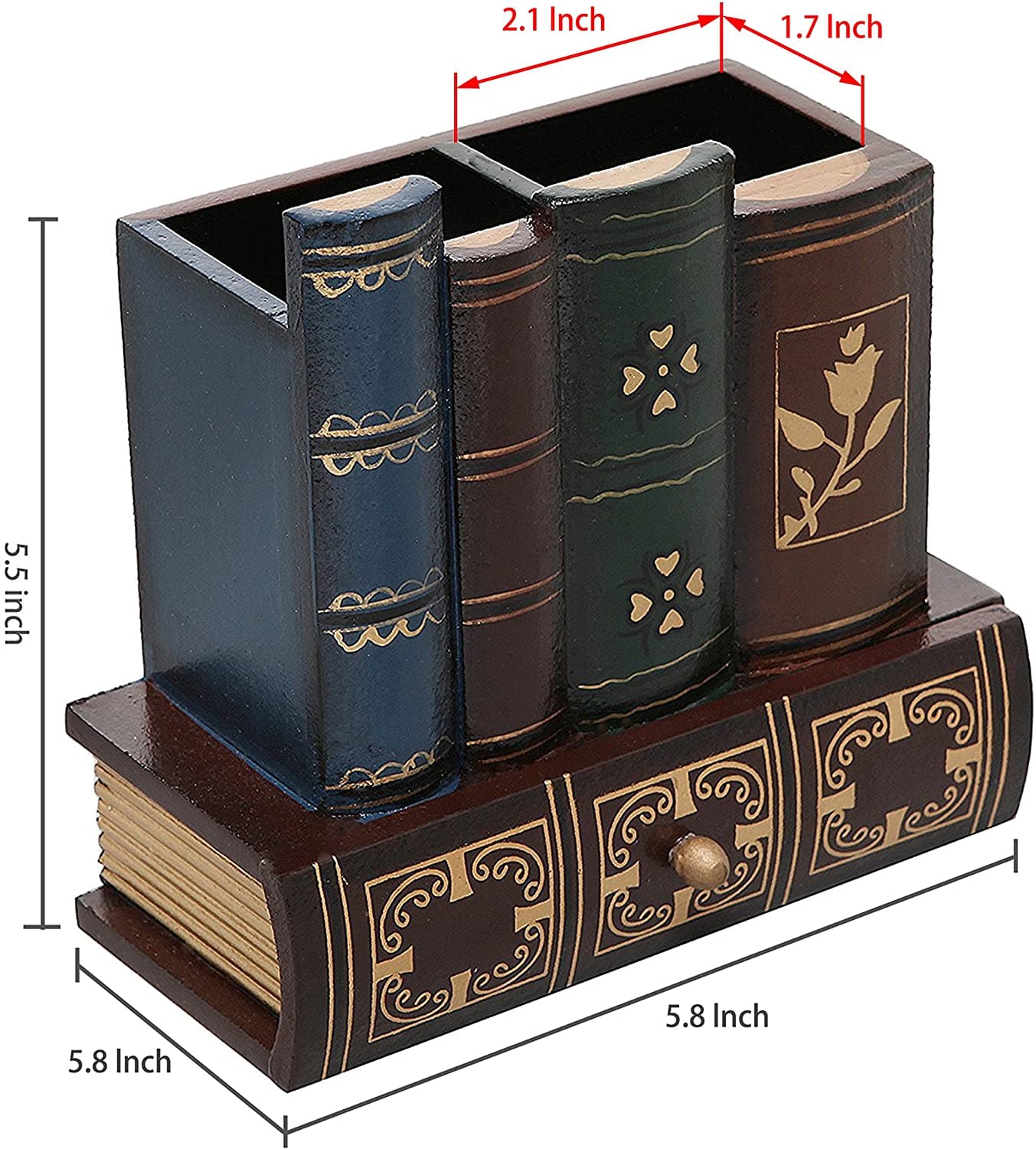 Book Design Wooden Organizer with Bottom Drawer dylinoshop