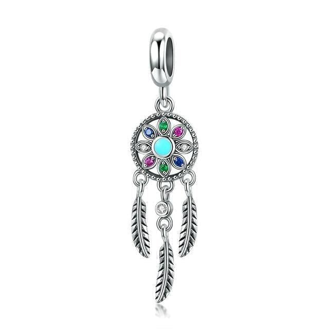 925 Sterling Silver Bohemian Dream Catcher Pendant Necklace Charm Jewelry Without Chain Touchy Style