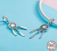 925 Sterling Silver Bohemian Dream Catcher Pendant Necklace Charm Jewelry Without Chain Touchy Style