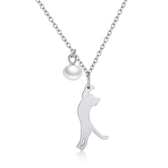 925 Sterling Silver Cute Kitten Cat Pendant Necklace Charm Jewelry Touchy Style