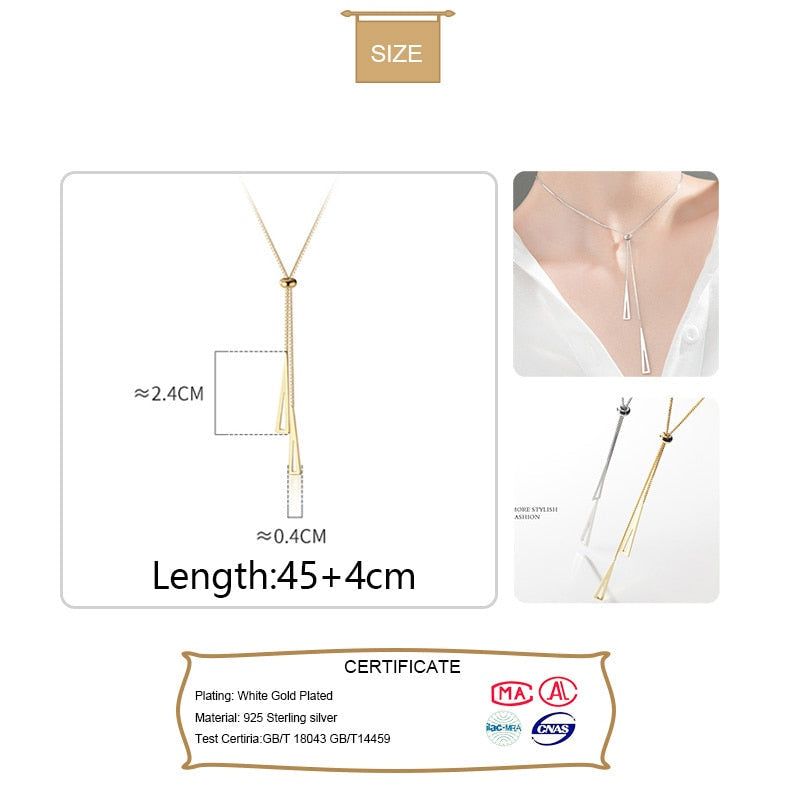 925 Sterling Silver Long Necklaces Charm Jewelry Stainless Steel Classic Triangle Fashion Touchy Style