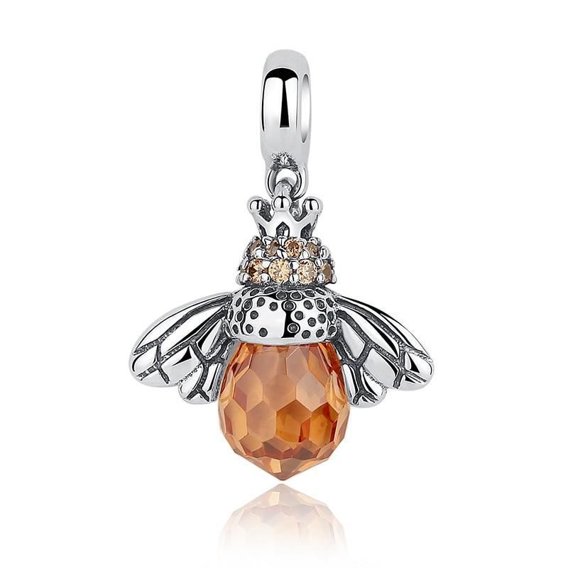 925 Sterling Silver Lovely Orange Bee Pendants Necklace Charm Jewelry Touchy Style