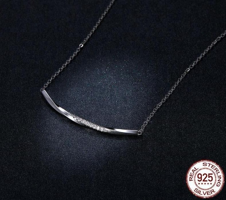 925 Sterling Silver  Necklaces Charm Jewelry Clear Wave BSN130 Touchy Style