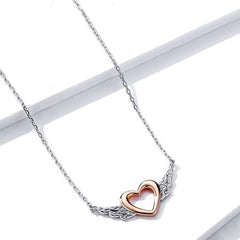 925 Sterling Silver Necklaces Charm Jewelry Heart with Wings BSN162 Touchy Style