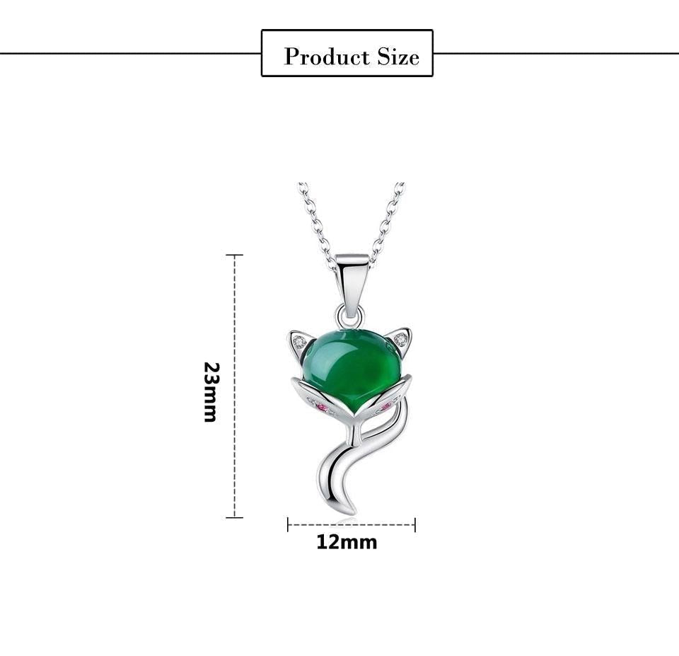 925 Sterling Silver Necklaces Charm Jewelry Natural Green Chalcedony Fox 201803304 Touchy Style