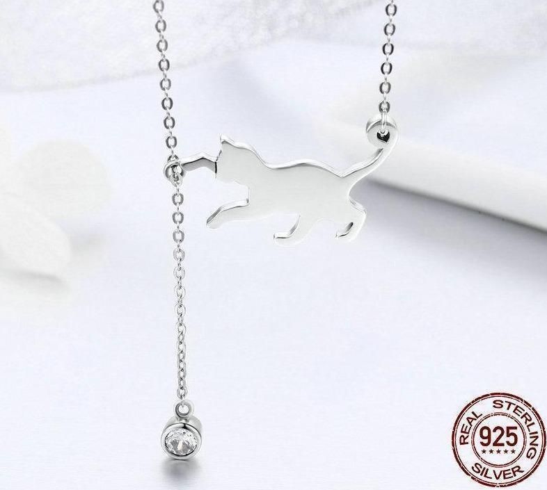 925 Sterling Silver Pussy Cat Pendant Necklace Charm Jewelry Without Chain Touchy Style