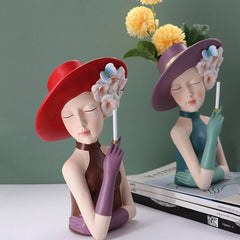 Modern Girl Thinking Statue Flower Vase Feajoy