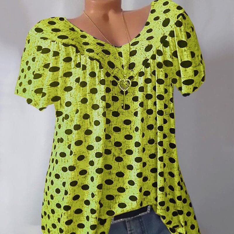 Ladies Polka Dot Print Casual T-Shirt luckyidays