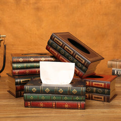 Wooden Book Tissue Box Feajoy